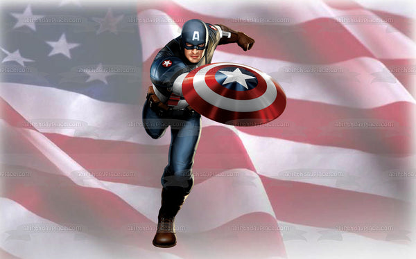 Captain America American Flag Edible Cake Topper Image ABPID03722