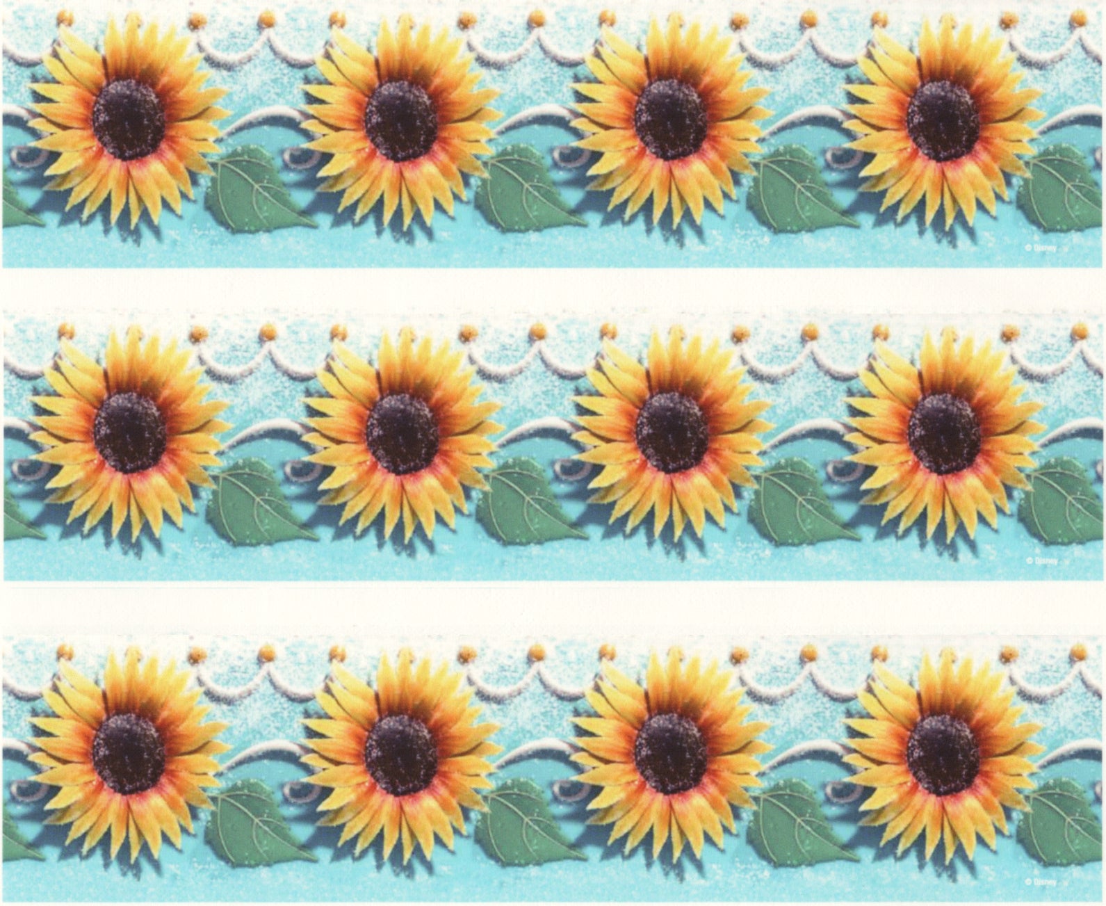 Yellow Sunflowers Green Leaves Edible Cake Topper Image Strips ABPID03798