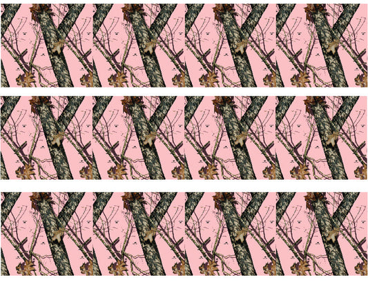 Pink Camo Trees Leaves Edible Cake Topper Image Strips ABPID03813