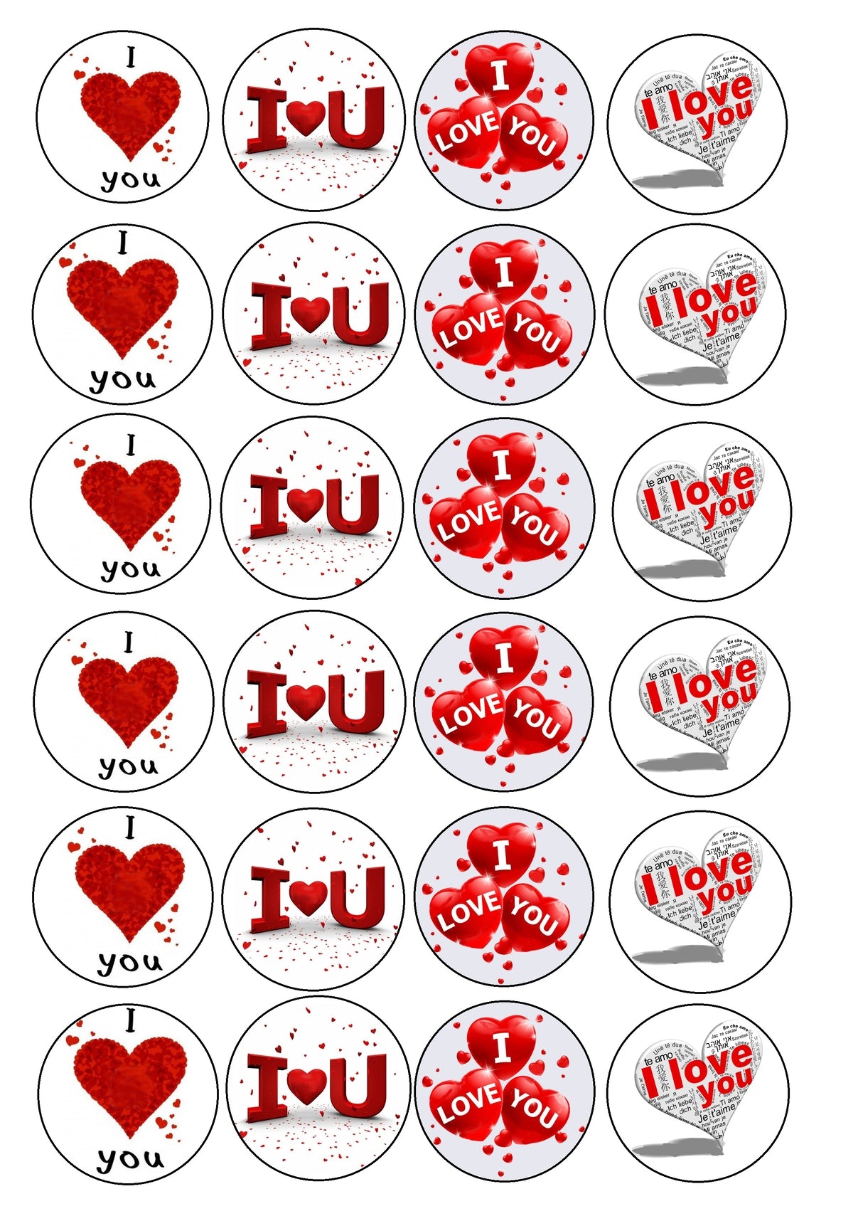 Love Letters Edible Cupcake Toppers