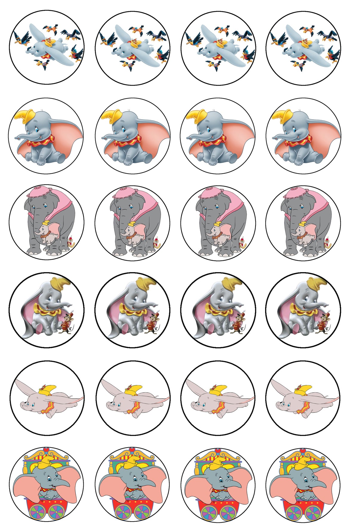 Dumbo Flying Mrs. Jumbo y Timothy Q. Mouse Imágenes comestibles para cupcakes ABPID03845 