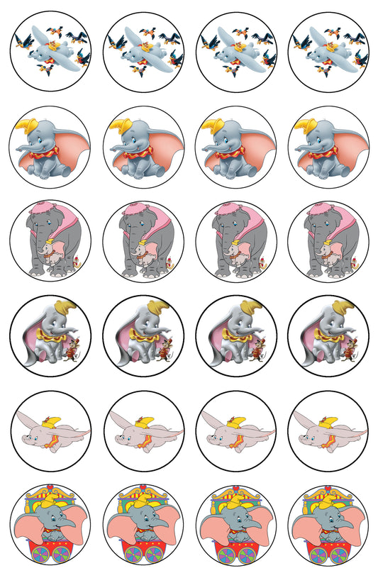 Dumbo Flying Mrs. Jumbo y Timothy Q. Mouse Imágenes comestibles para cupcakes ABPID03845 