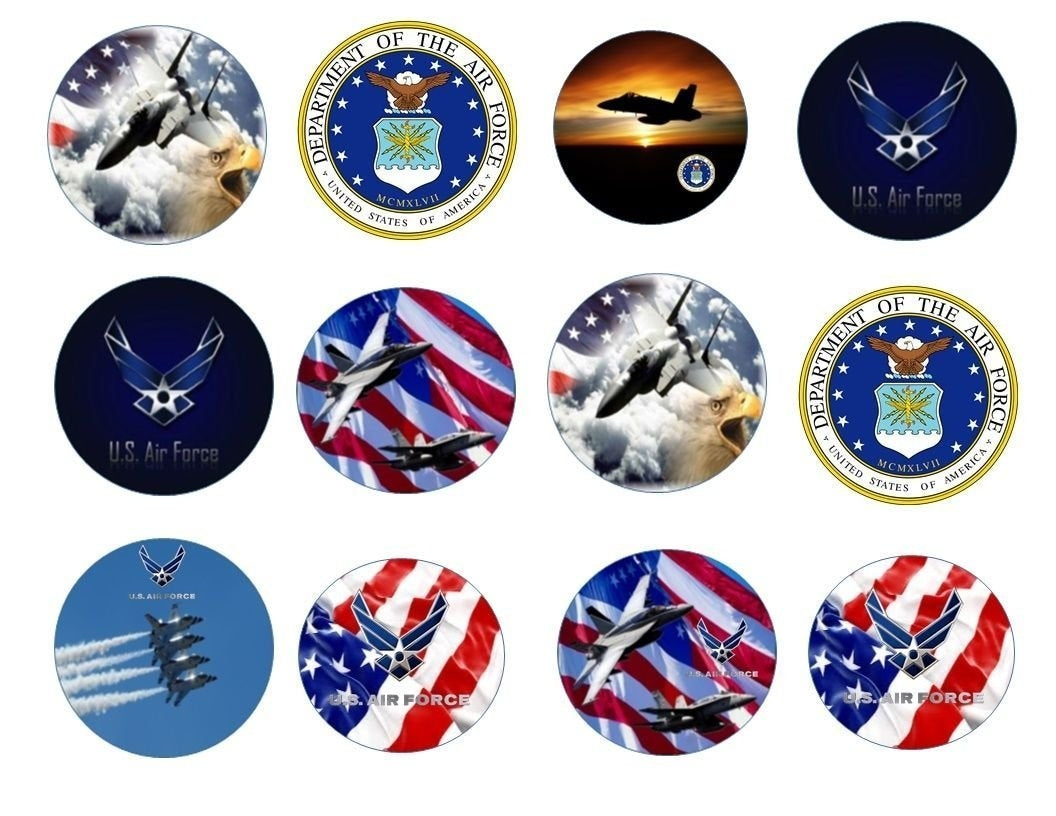 Us Military Logos Air Force Planes Flag Edible Cupcake Topper Images ABPID03850