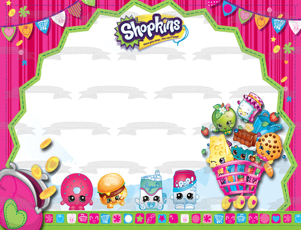 Shopkins Kooky Cookie Apple Blossom and D'Lish Donut Happy Birthday  Your Personalized Photo Edible Cake Topper Image Frame ABPID03862