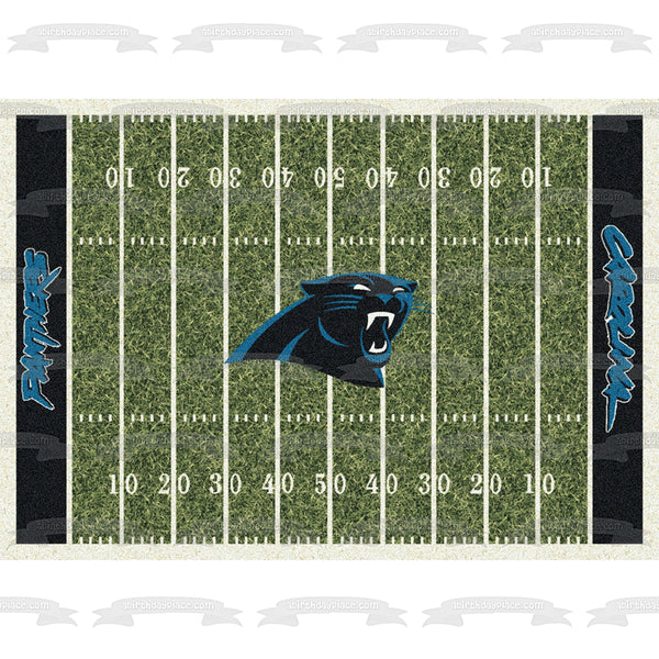 North Carolina Panthers Mascot and Football Field NFL Edible Cake Topper Image ABPID03873