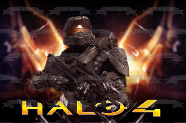 Halo 4 Halo Nation Fiery Background Edible Cake Topper Image ABPID03926