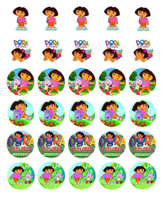 Dora the Explorer Logo Boots Edible Cupcake Topper Images ABPID03955