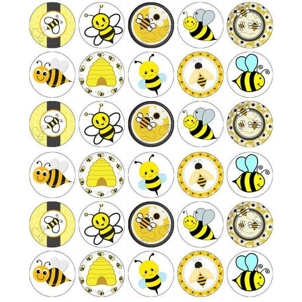 Bumble Bees Hives Flowers Edible Cupcake Topper Images ABPID03966