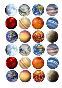Solar System Planets Moon Earth Edible Cupcake Topper Images ABPID03977