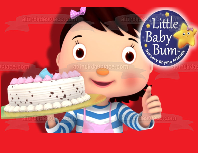 Little Baby Bum Nursery Rhyme Friends Girl Holding a Cake Edible Cake Topper Image ABPID04009