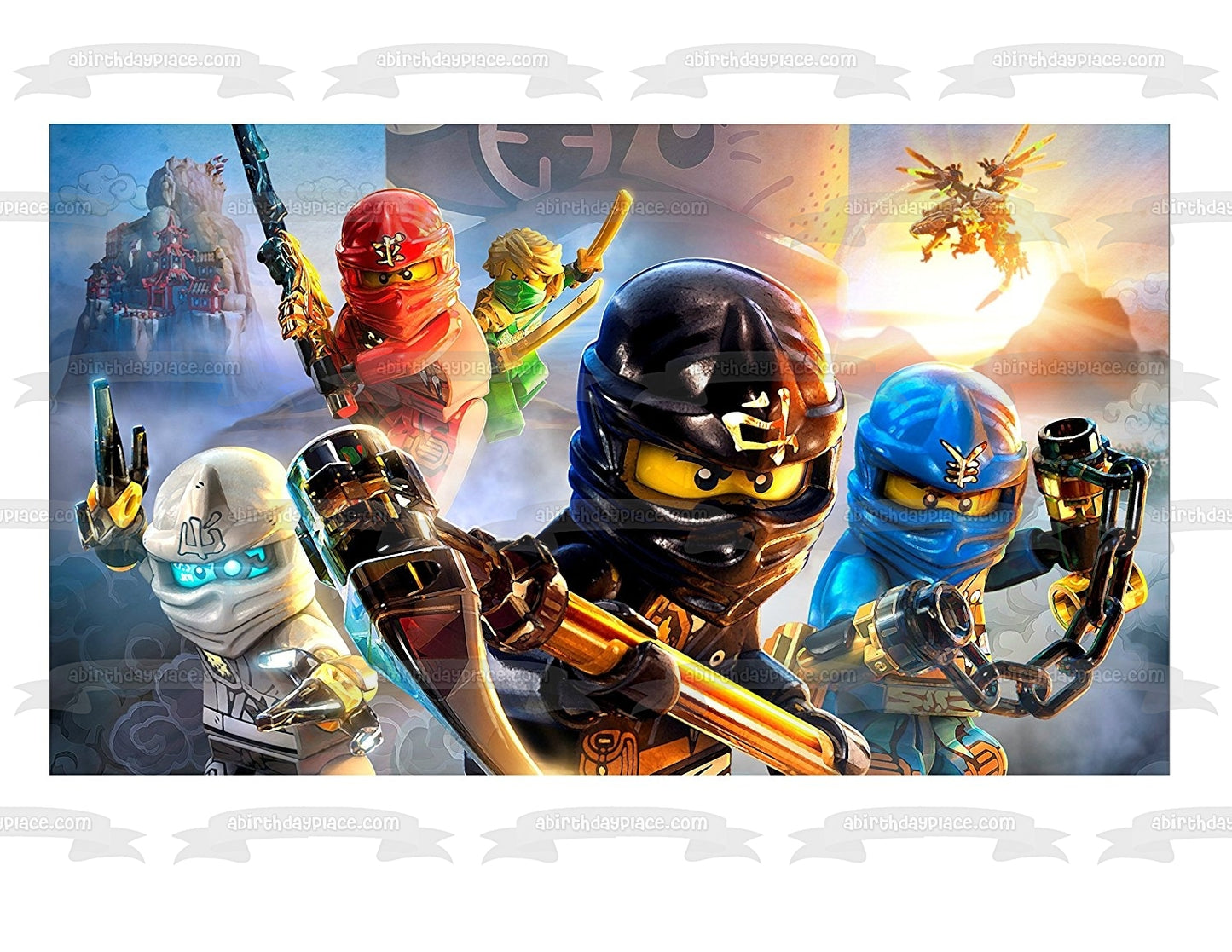 LEGO Ninjago Kai Zane Cole and Jay Edible Cake Topper Image ABPID04020