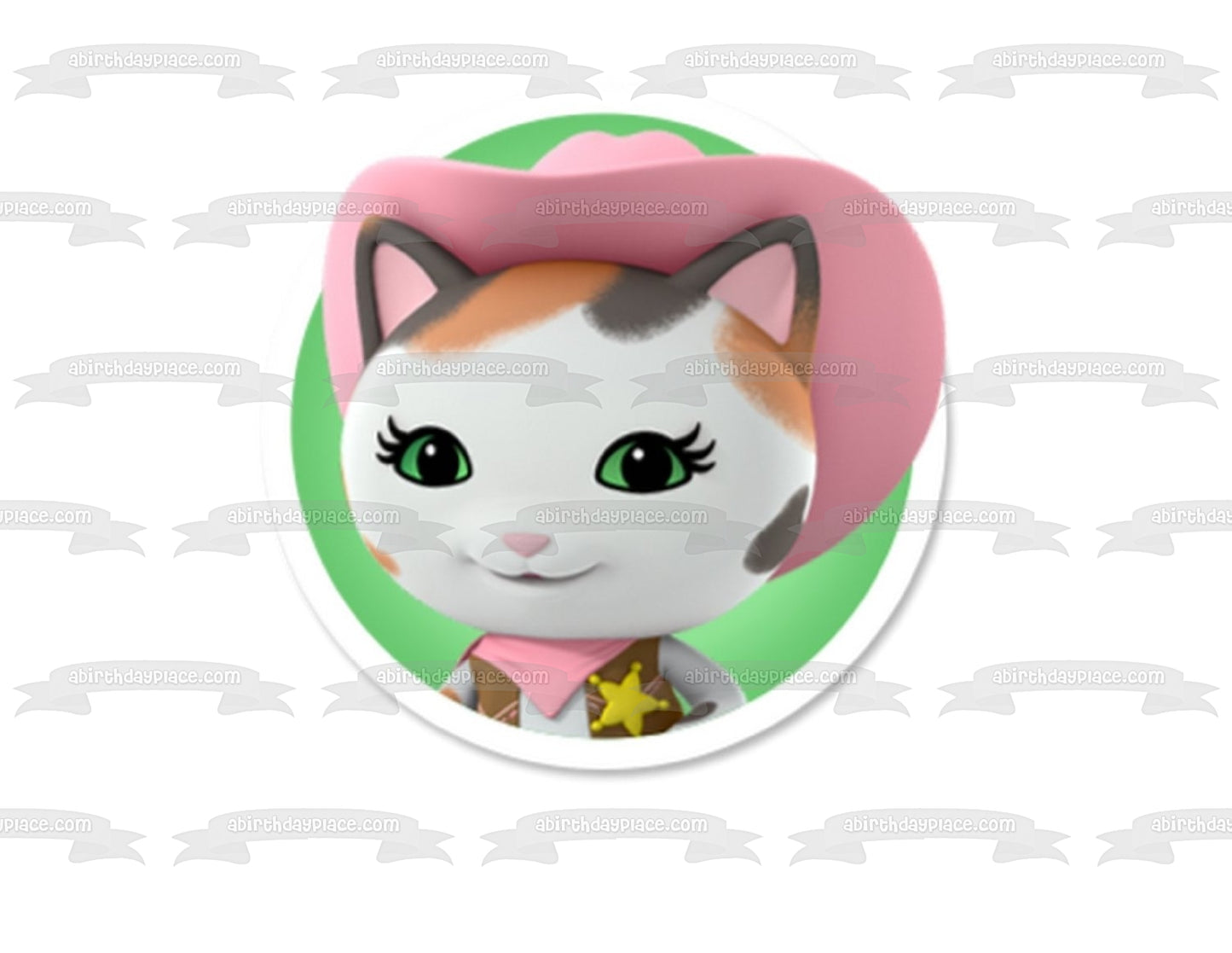 Sheriff Callie Cat Pink Cowboy Hat Edible Cake Topper Image ABPID04028