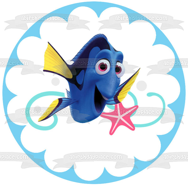 Finding Nemo Dory and a Starfish Scalloped Edible Cake Topper Image ABPID04039