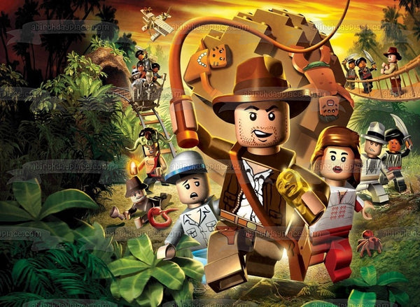 LEGO Indiana Jones Raiders of the Lost Ark Running from a Boulder Edible Cake Topper Image ABPID04045