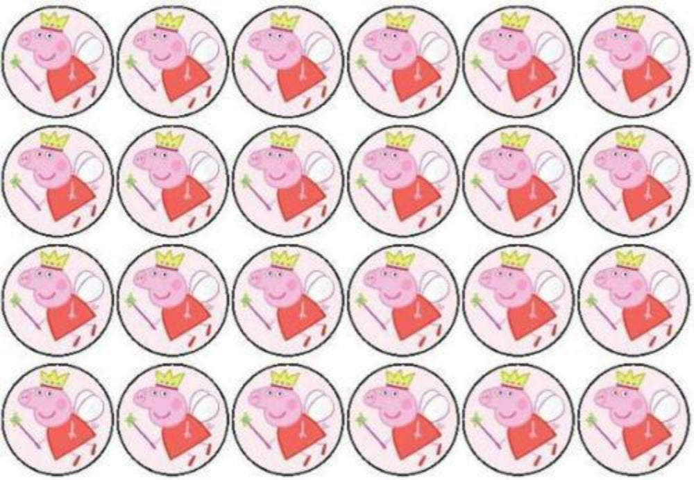 Peppa Pig Fairy Princess with a Crown Edible Cupcake Topper Images ABPID04122