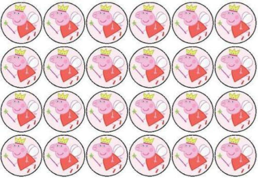 Peppa Pig Fairy Princess Crown Edible Cupcake Topper Images ABPID04122
