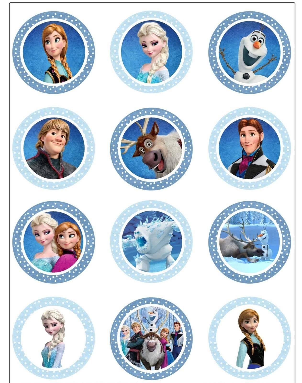Disney Frozen Anna Elsa Olaf Sven Edible Cupcake Topper Images ABPID04138
