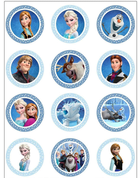 Disney Frozen Anna Elsa Olaf Sven Edible Cupcake Topper Images ABPID04138