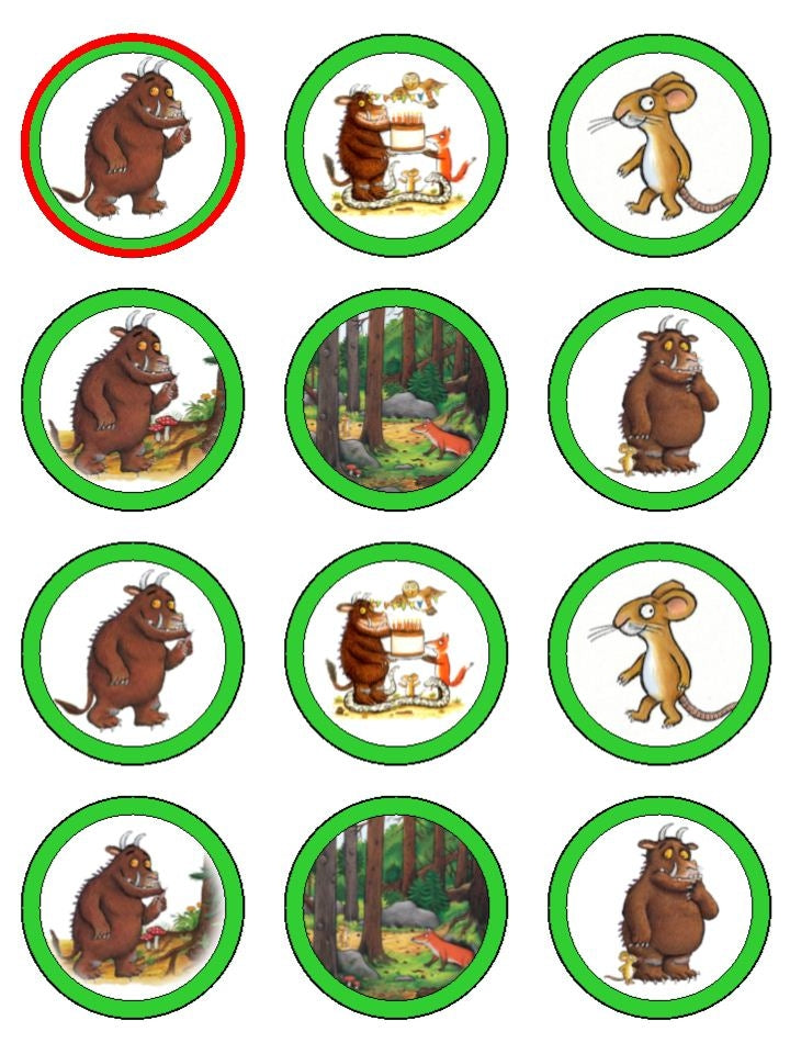 The Gruffalo Mouse Fox Owl Snake Edible Cupcake Topper Images ABPID04151