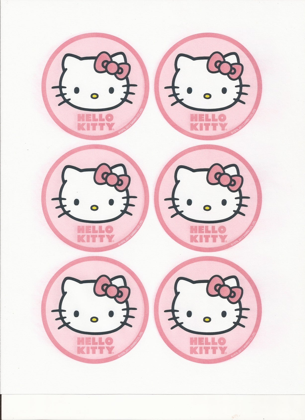 Hello Kitty Pink Bow Background Edible Cupcake Topper Images ABPID04164