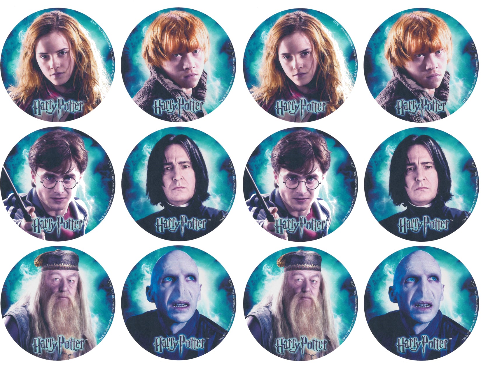 Harry Potter Hermione Granger Ronald Weasley and Albus Dumbledore Edible Cupcake Topper Images ABPID04234