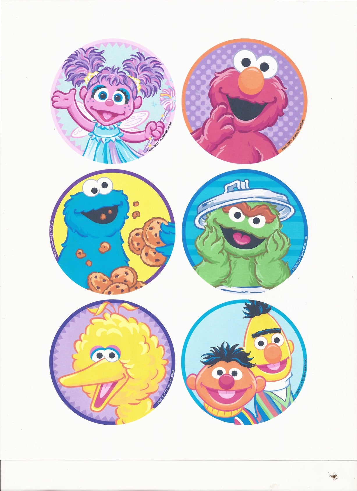 Sesame Street Big Bird Elmo Cookie Monster Abby Cadabby Bert Ernie Edible Cupcake Topper Images ABPID04254