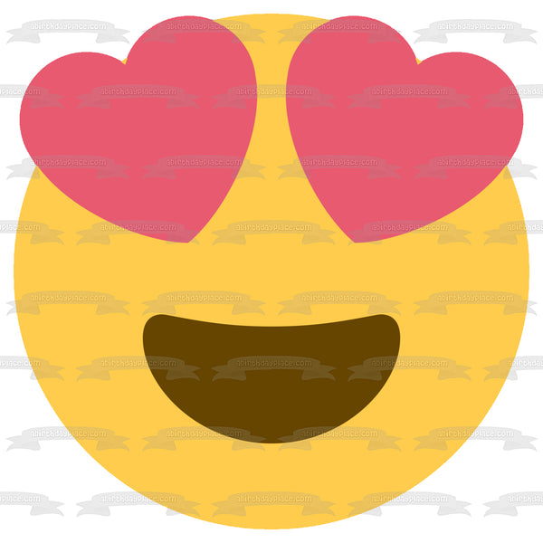 Emoji Love Heart Eyes Edible Cake Topper Image ABPID04324