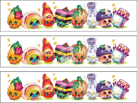 Shopkins Chef Club Shoppies Piña triturada y pimienta, decoración comestible para tarta, tiras de imágenes ABPID04385