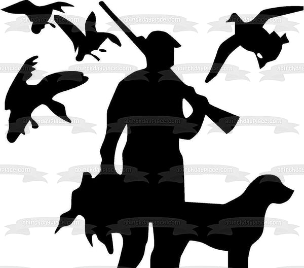 Duck Hunter  Dog Silhouette Edible Cake Topper Image ABPID04404