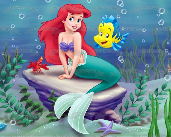 The Little Mermaid Ariel Flounder and Sebastian Edible Cake Topper Image ABPID04436