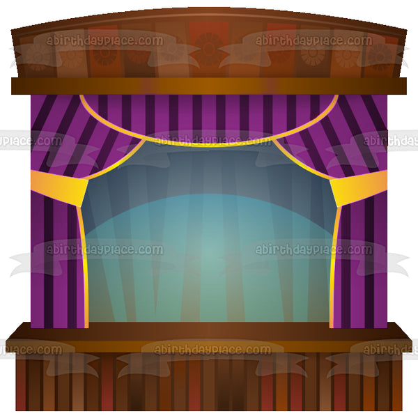 Stage Play Acting Drama Curtains Drawn Edible Cake Topper Image ABPID04489