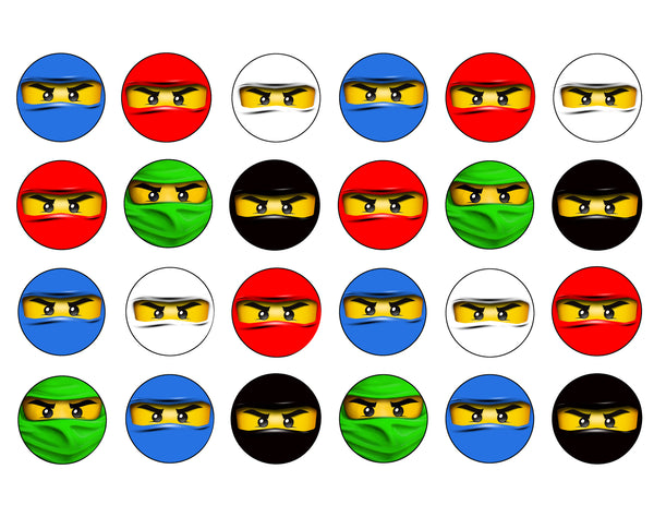 LEGO Ninjago Ninja Masks Faces Edible Cupcake Topper Images ABPID04531