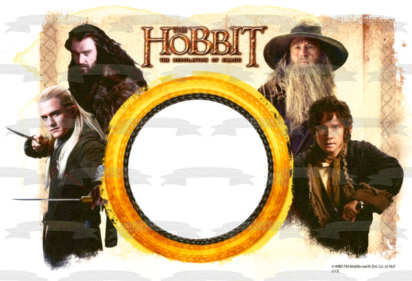 The Hobbit The Desolation of Smaug Biblo Gandalf Thorin and Legolas Edible Cake Topper Image Frame ABPID04540
