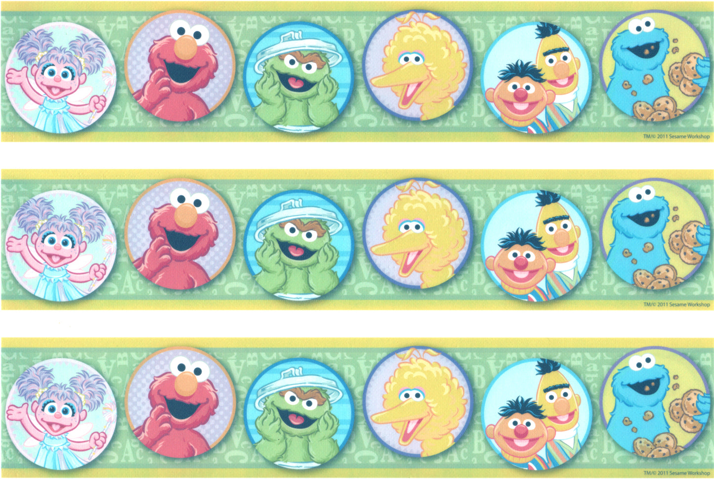 Sesame Street Abby Cadabby Elmo the Grouch Big Bird Bert and Ernie Cookie Monster Edible Cake Topper Image Strips ABPID04603