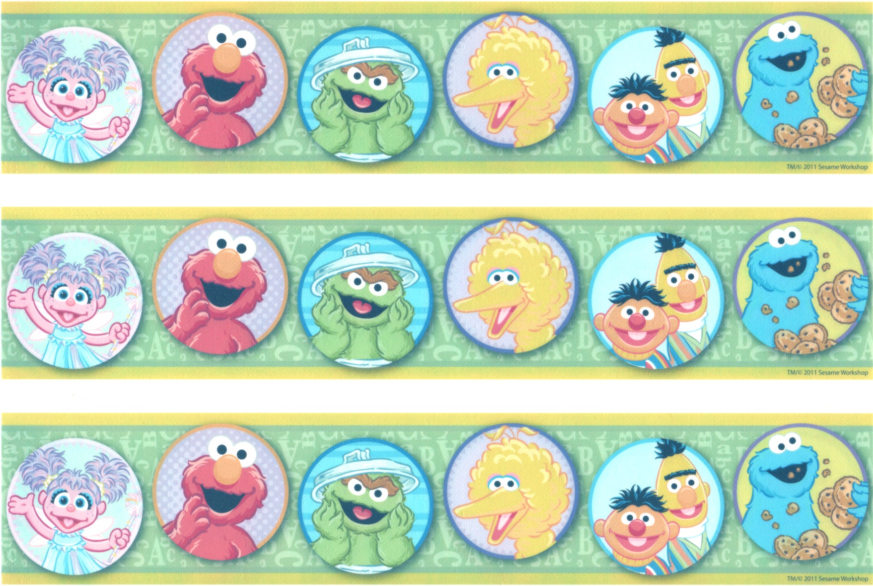 Sesame Street Abby Cadabby Elmo the Grouch Big Bird Bert and Ernie Cookie Monster Edible Cake Topper Image Strips ABPID04603