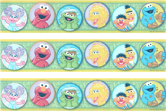 Sesame Street Abby Cadabby Elmo the Grouch Big Bird Bert and Ernie Cookie Monster Edible Cake Topper Image Strips ABPID04603