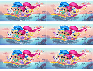 Shimmer and Shine Tala and Nahal Riding a  Magic Carpet Edible Cake Topper Image Strips ABPID04608