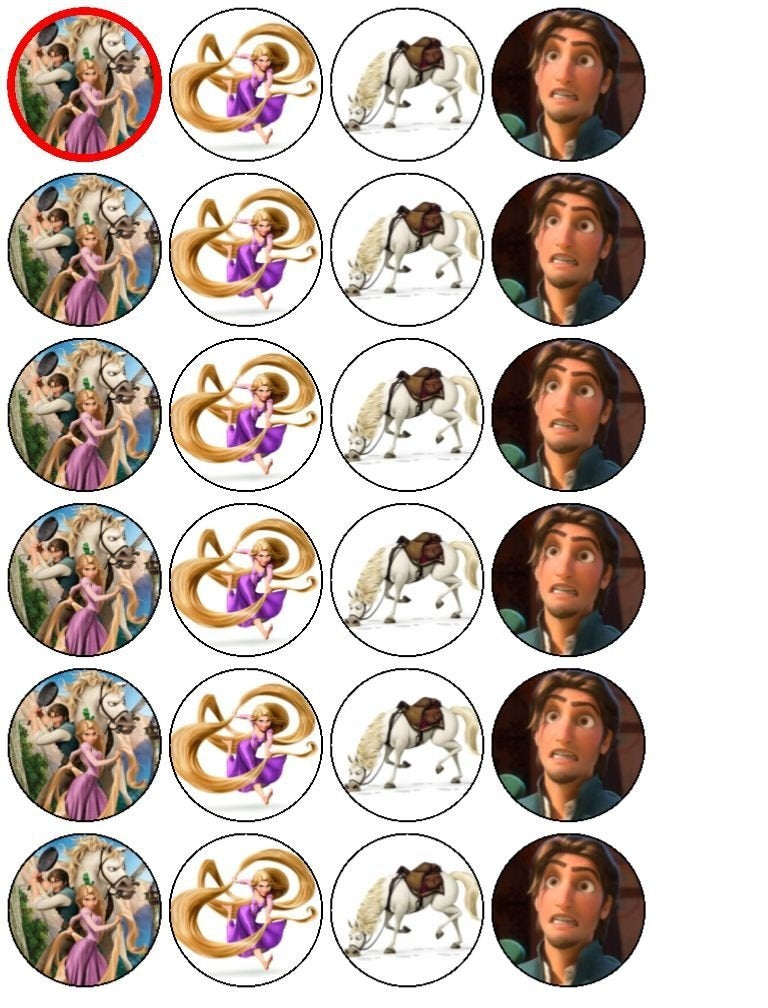 Disney Tangled Rapunzel Flynn Rider Maximus Edible Cupcake Topper Images ABPID04620