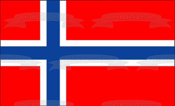 Norwegian Flag Norway Flag Red Blue and White Edible Cake Topper Image ABPID04676