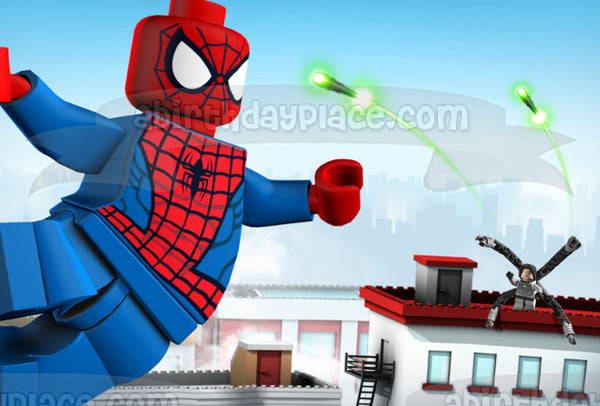 LEGO Spider-Man and Doctor Octopus Edible Cake Topper Image ABPID04732