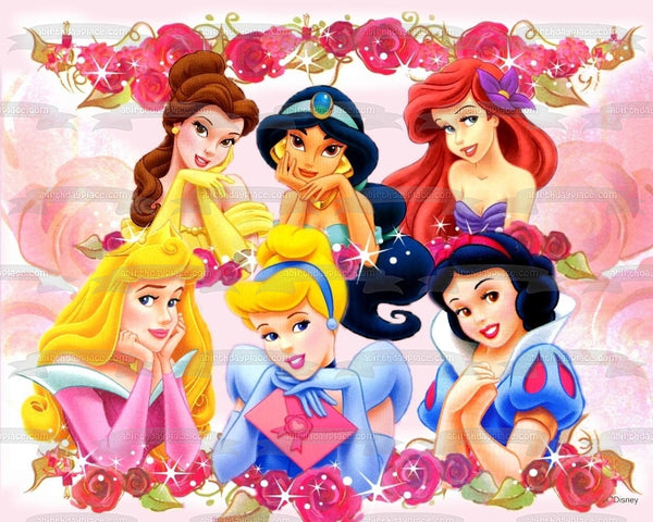 Princesses Ariel Jasmine Snow White and Aurora Edible Cake Topper Image ABPID04742