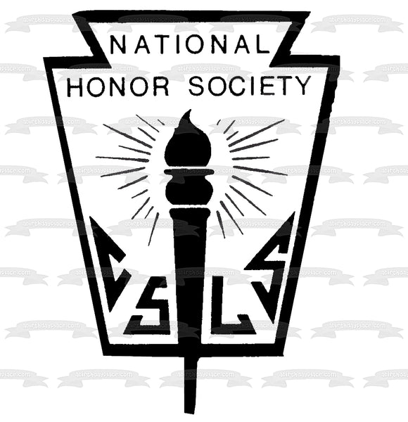 National Honor Society Logo Black and White Edible Cake Topper Image ABPID04782