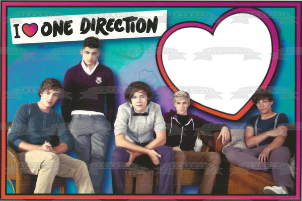 I Heart One Direction Edible Cake Topper Image Frame ABPID04921