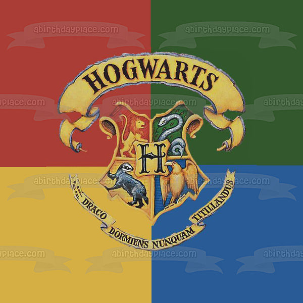 Harry Potter Hogwarts School of Wizarding Houses Draco Dormiens Nunquam Titillandus Edible Cake Topper Image ABPID04977