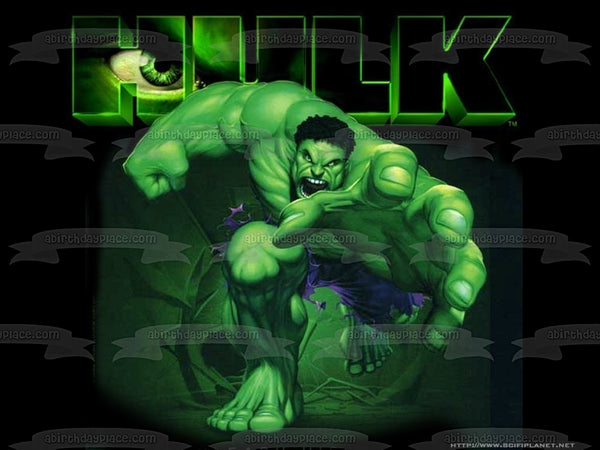 Incredible Hulk Dr. Robert Bruce Banner Green Eye Edible Cake Topper Image ABPID04981