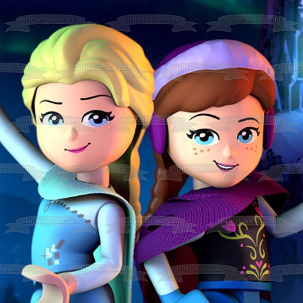 Frozen LEGO Anna and Elsa Edible Cake Topper Image ABPID05015