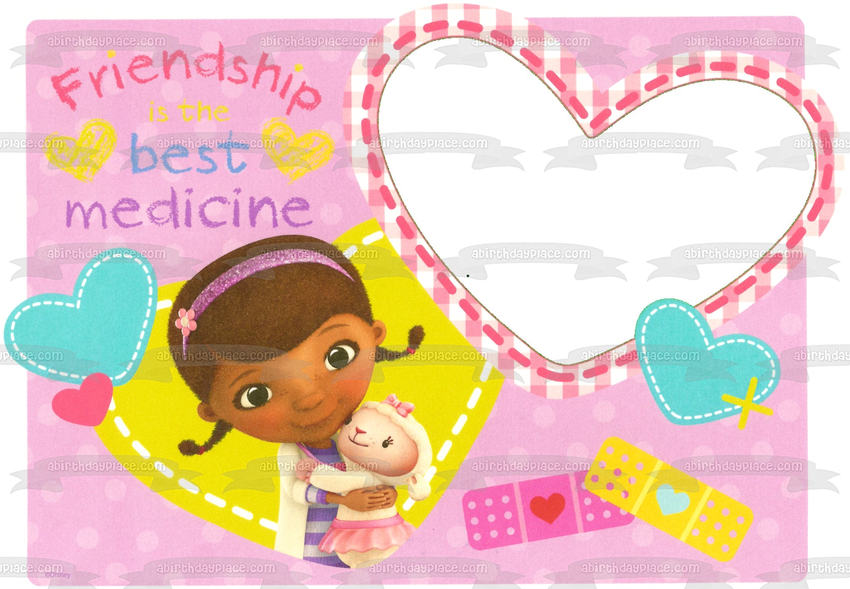 Doc McStuffins Personalize Bandaid Heart and Lamby Edible Cake Topper – A Birthday Place doc-mcstuffins-personalize-bandaid-heart-and-lamby-edible-cake-topper-a-birthday-place
