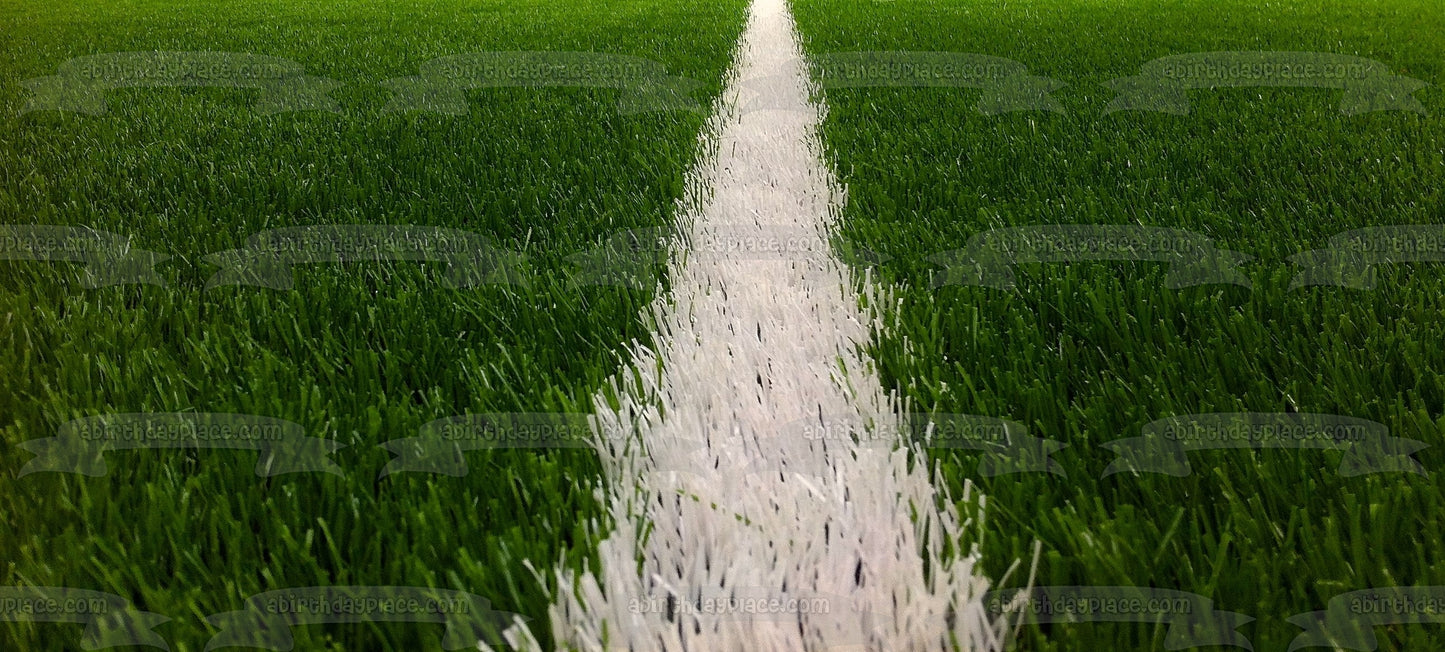 Adorno comestible para tarta con línea blanca de césped de fútbol, ​​imagen ABPID05038 