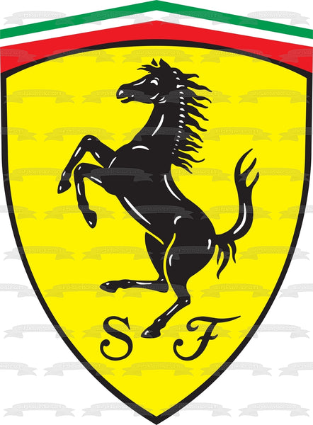 Ferrari Emblem Logo Horse Yellos Edible Cake Topper Image ABPID05046