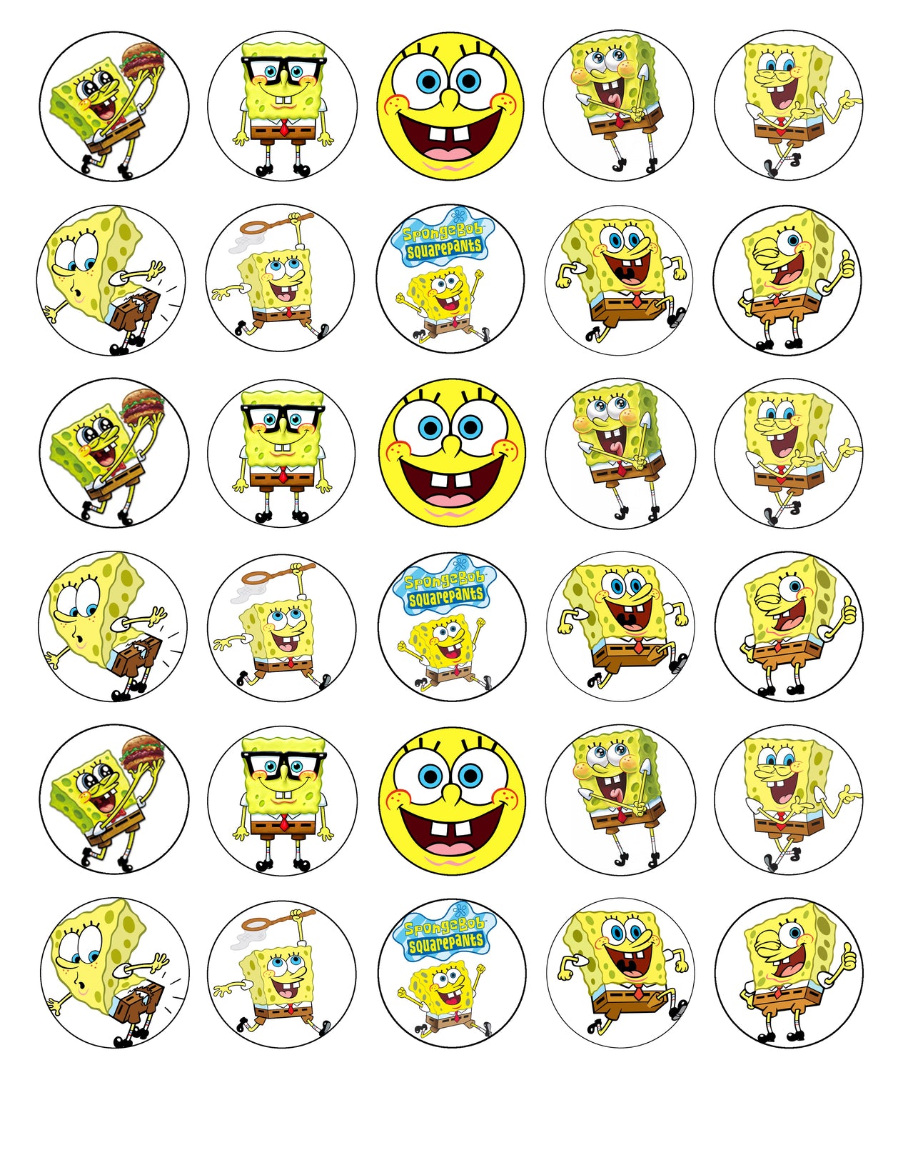 Spongebob Cupcake Toppers